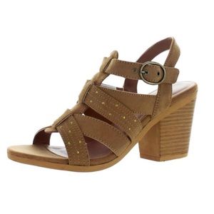 Rocket Dog Tan Sandals Faux Suede Yeehaw Coast Strappy Block Heel Size 9